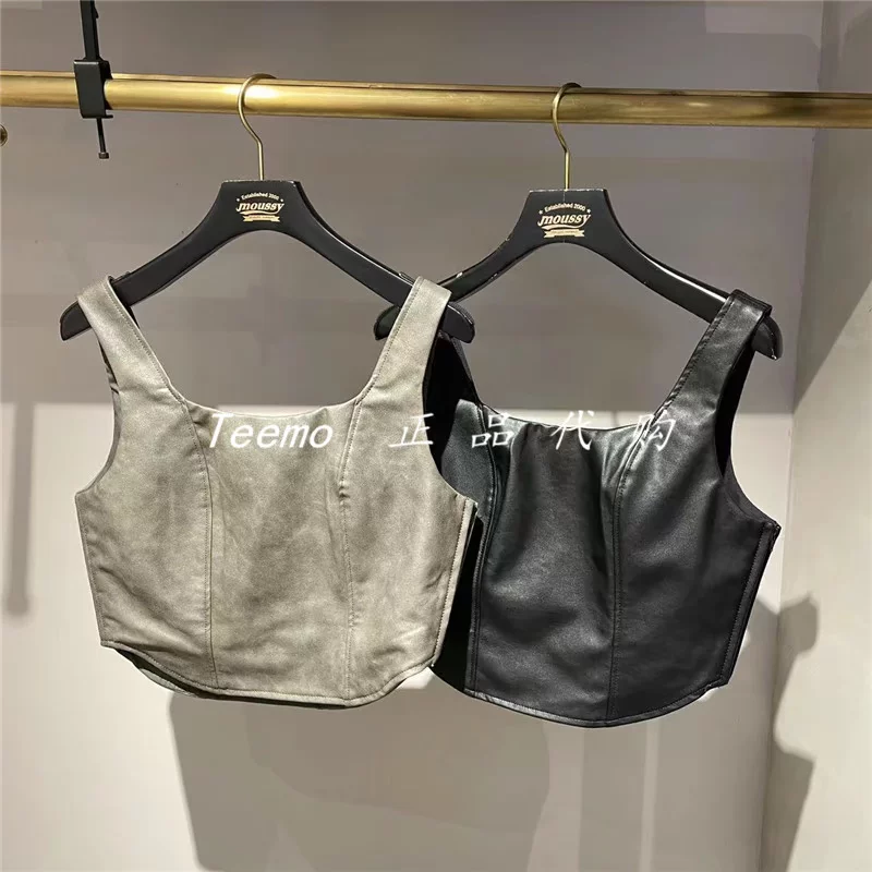 MOUSSY domestic purchasing summer sweet cool wind leather tight-fitting corset vest female 010ga730-5600