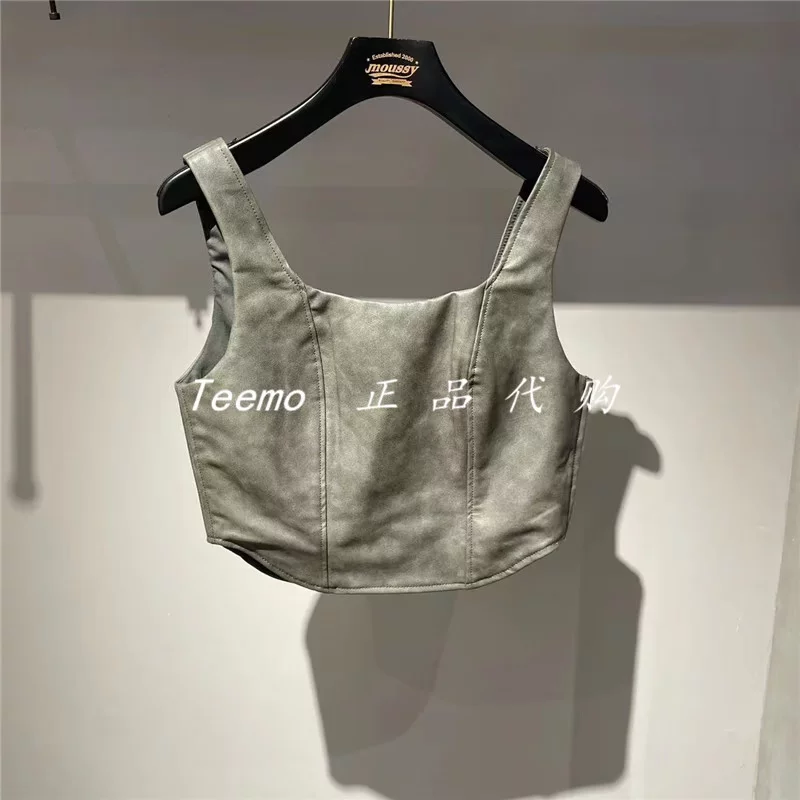 MOUSSY domestic purchasing summer sweet cool wind leather tight-fitting corset vest female 010ga730-5600
