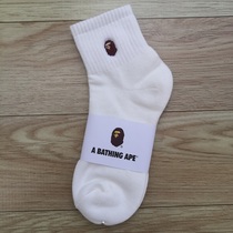 Japanese tide brand BAPE ape head embroidered cotton socks towel bottom middle tube long tube mens and womens basketball sports socks