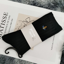 Japans Western Queen Mother Saturn embroidered cotton black long tube girls Japanese spring and autumn tide brand all-match sports socks