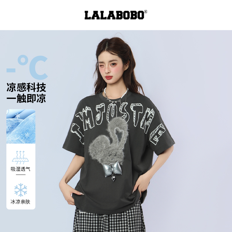 [Romantic Rebellious Doll Series] Lalabobo Short-Sleeved T-Shirt 26Th Autumn Letter Print Loose High Street New Style
