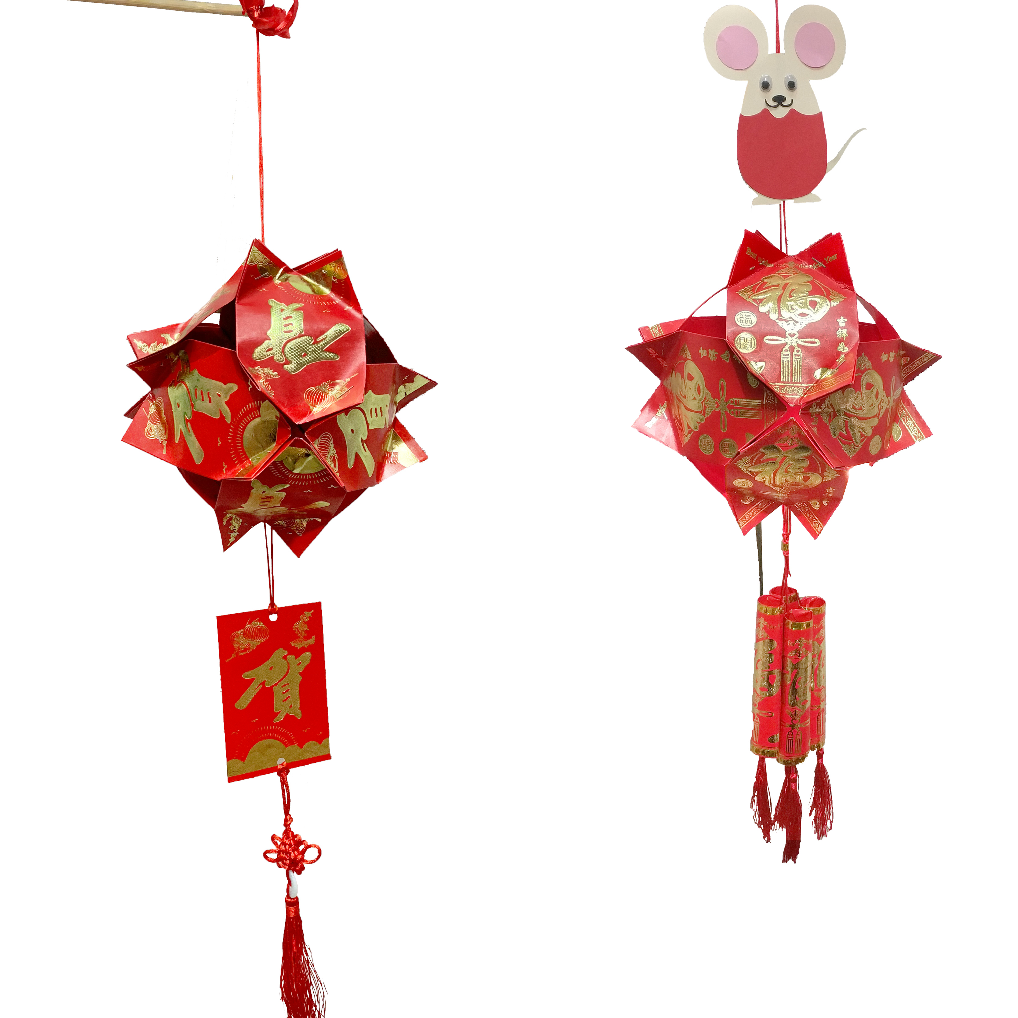 New Year's Day Lantern Festival paper Firecrackers Materials Bag Nursery Rings Startups Handmade Red Envelopes Lantern Diy Round Little Fish New Year Balls