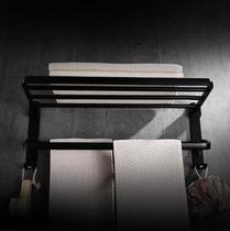 Installation-free multi-layer non-perforated black towel rack American retro folding towel rack Space 50cm long three layers