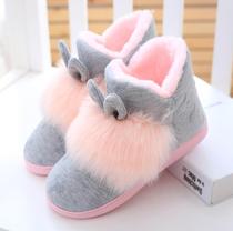 Wo wo shoes autumn and winter plus velvet cute home indoor winter slippers Dongtian home thick bottom warm high bag