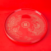 Ceramic tea tray wedding red tray wedding Round Square respecting tea tray toast plate festive candy plate fruit plate