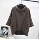 Spring women's loose bat shirt pullover semi-high collar irregular large size women's bat sleeve knitted top coat