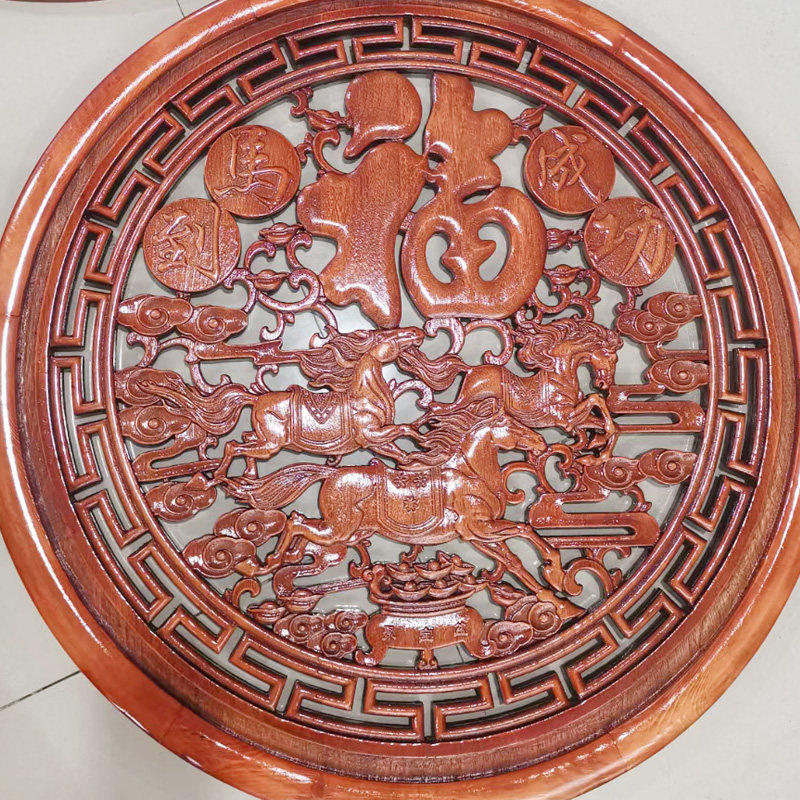 East Yang Wood Carving Antique Doors And Windows Round Pendant Wall-hung Incense Camphor Wood Genguan Chinese Imitation Antique Furnishing Handicraft Square-Taobao