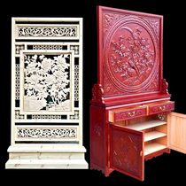 Dongyang wood carving Chinese imitation ancient hollowed-out door and window flower lattice partition screen Dingding to make solid wood cabinet display cabinet red wood furniture