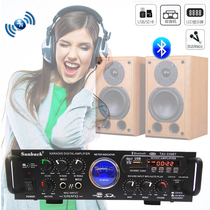 220V12V home karaoke power amplifier power high-fidelity dual microphone plug-in card FM Bluetooth computer power amplifier