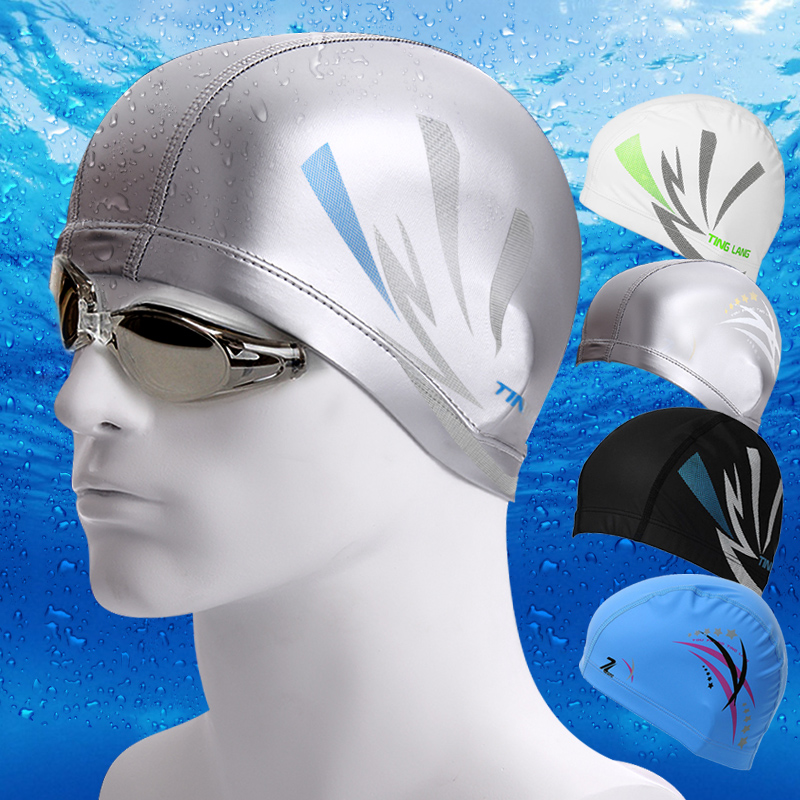 Swimming cap female swimming cap male long hair Korean adult cute lady swimming cap Swimming cap men swimming vent comfortable