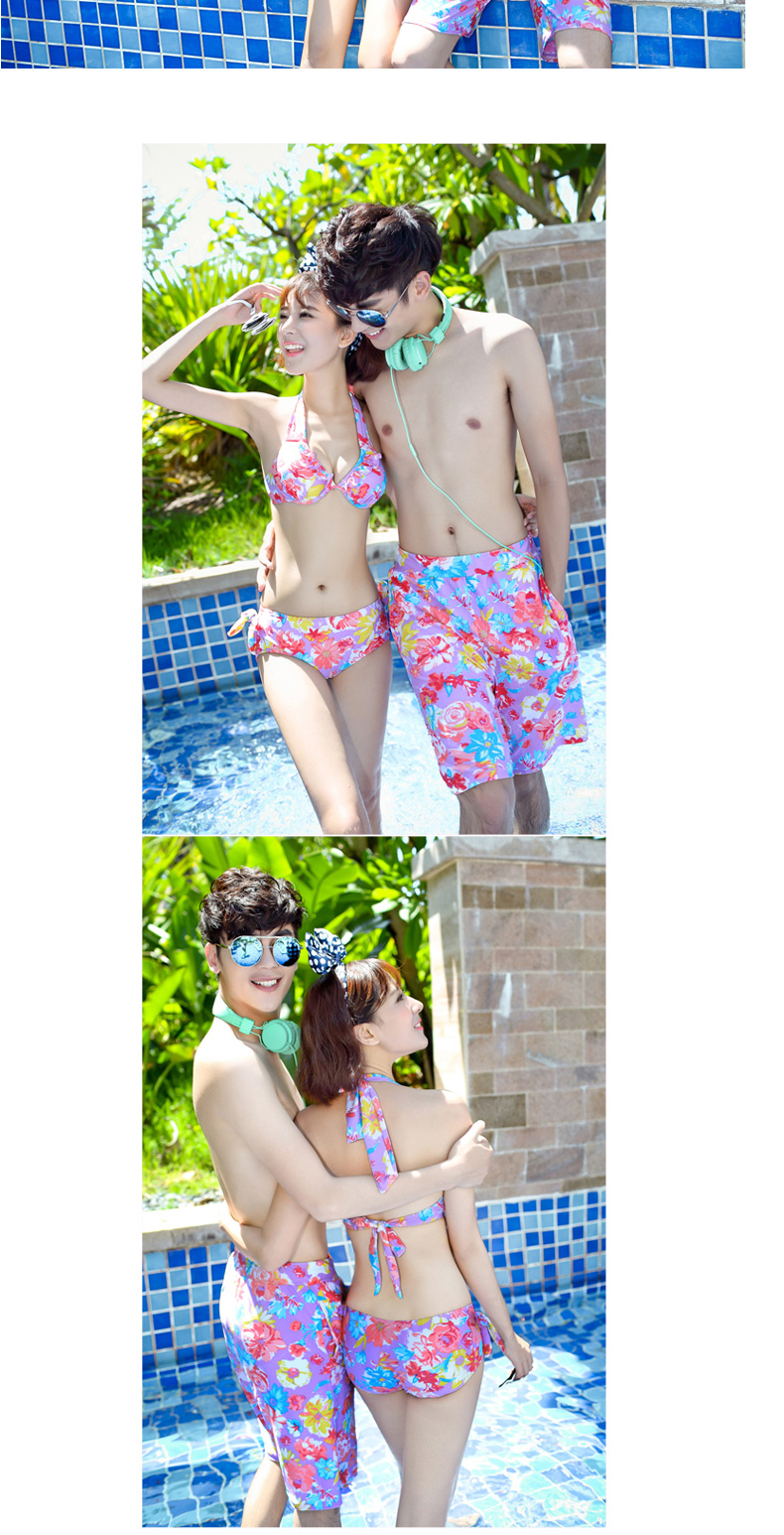 Cặp đôi đồ bơi đi biển quần boxer mới bảo thủ Hàn Quốc ngực nhỏ tụ tập bikini ba mảnh - Vài đồ bơi 	đồ đi biển cặp đôi	