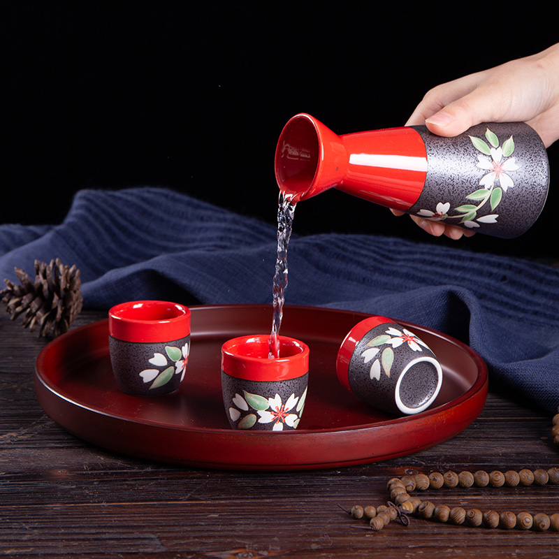 Japanese - style wine suit jingdezhen wine wine drinking rice wine liquor suit the cherry blossom put gift boxes of gifts