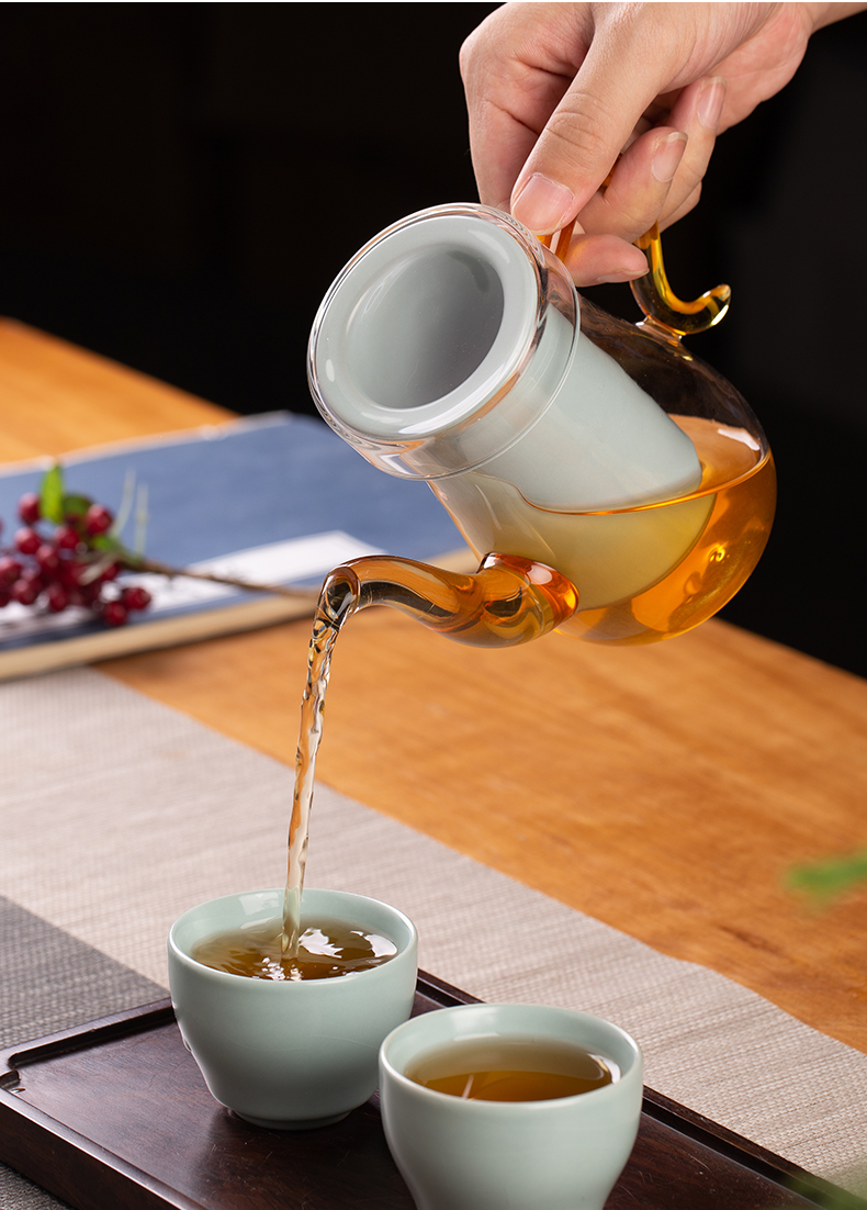 Blower, teapot glass filter small household high - temperature thickening the teapot tea tea separation ceramic tea