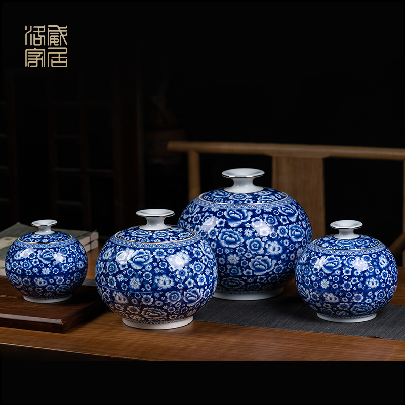 Detong, jingdezhen blue and white porcelain tea pot seal pot ceramics large heavy large household store tea pot