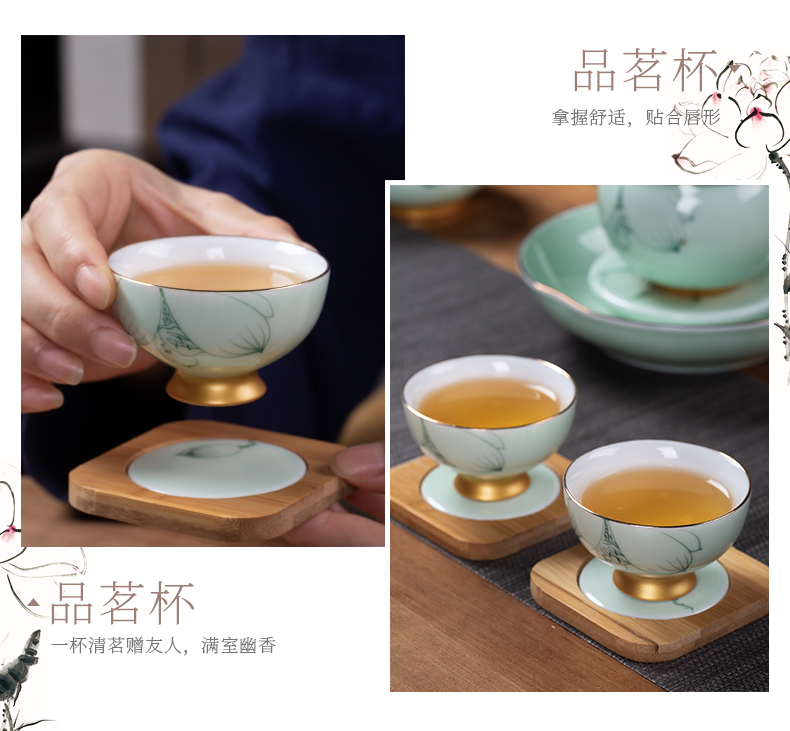 Jingdezhen, hand - made kung fu tea set suit household whole contracted tureen tea cups ceramic teapot