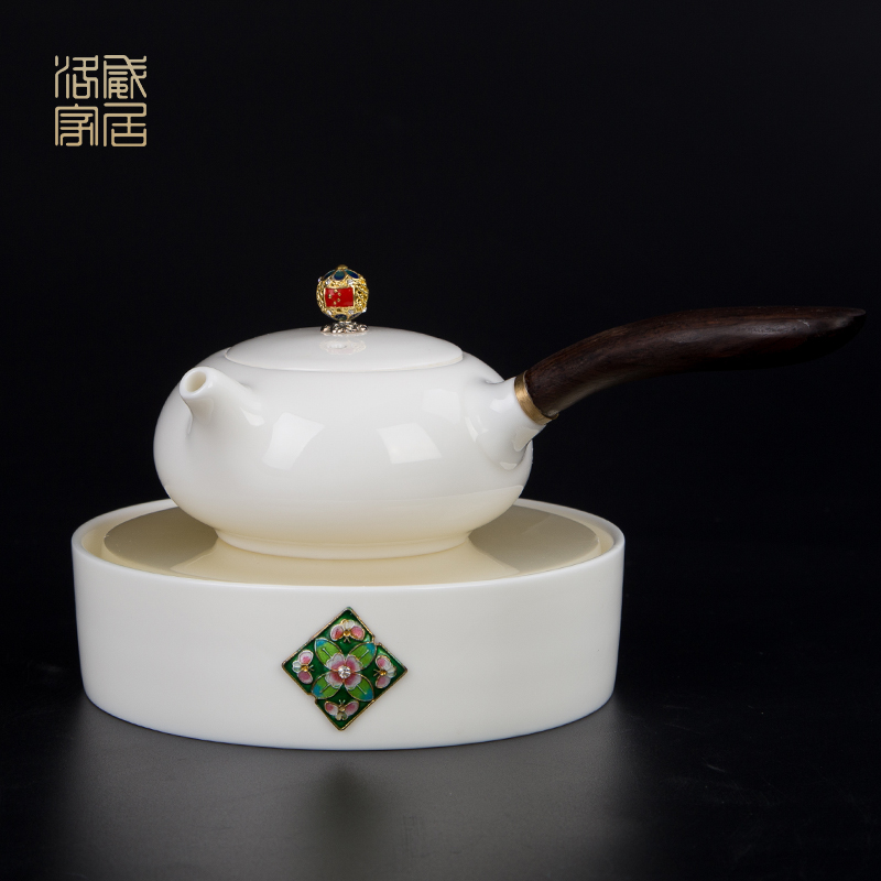 Jingdezhen ceramic kung fu tea set suet jade white porcelain pot of) tea tray side turn to tureen sample tea cup