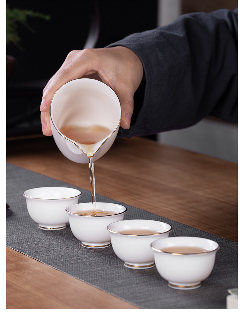 Blower, jingdezhen ceramic tureen fair keller cup high - grade white porcelain tea bowl household kung fu tea set