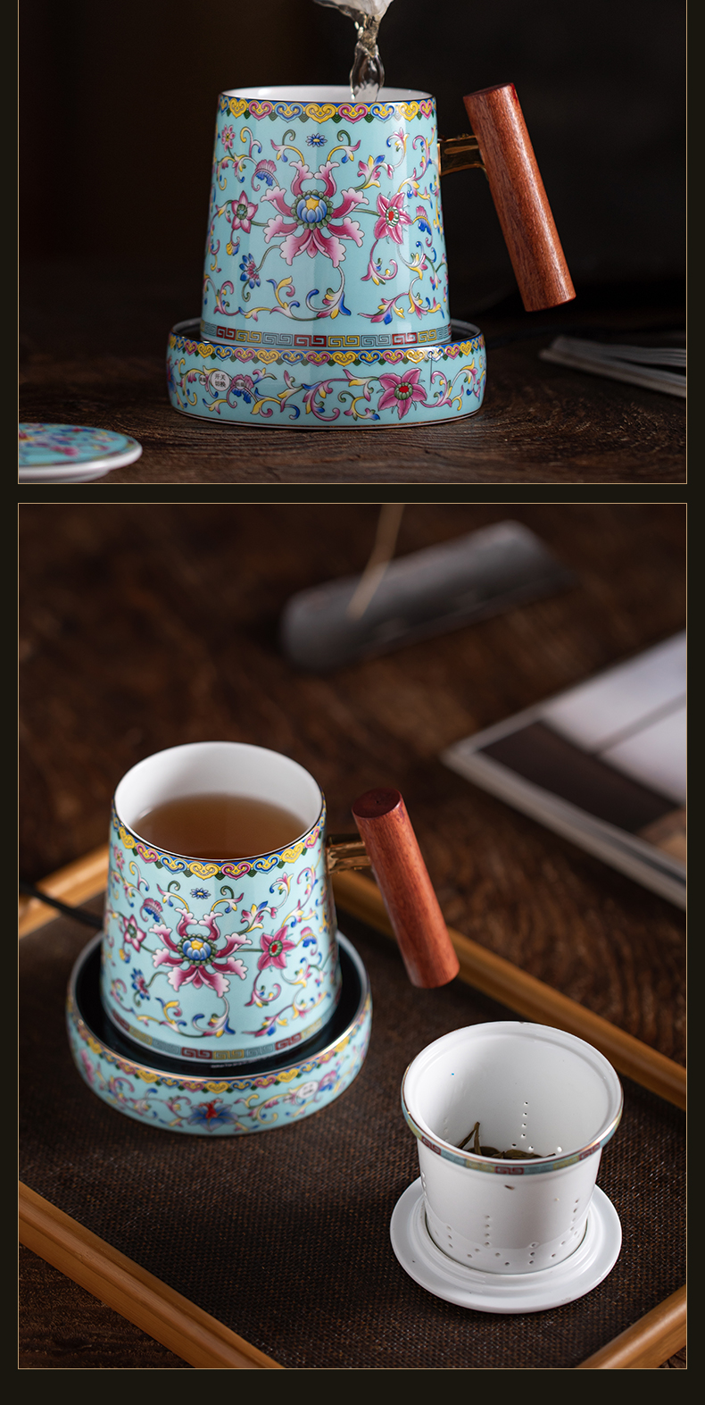 Office of jingdezhen ceramic tea set tea cups to separate Office cup filter tea cup thermostatic mugs