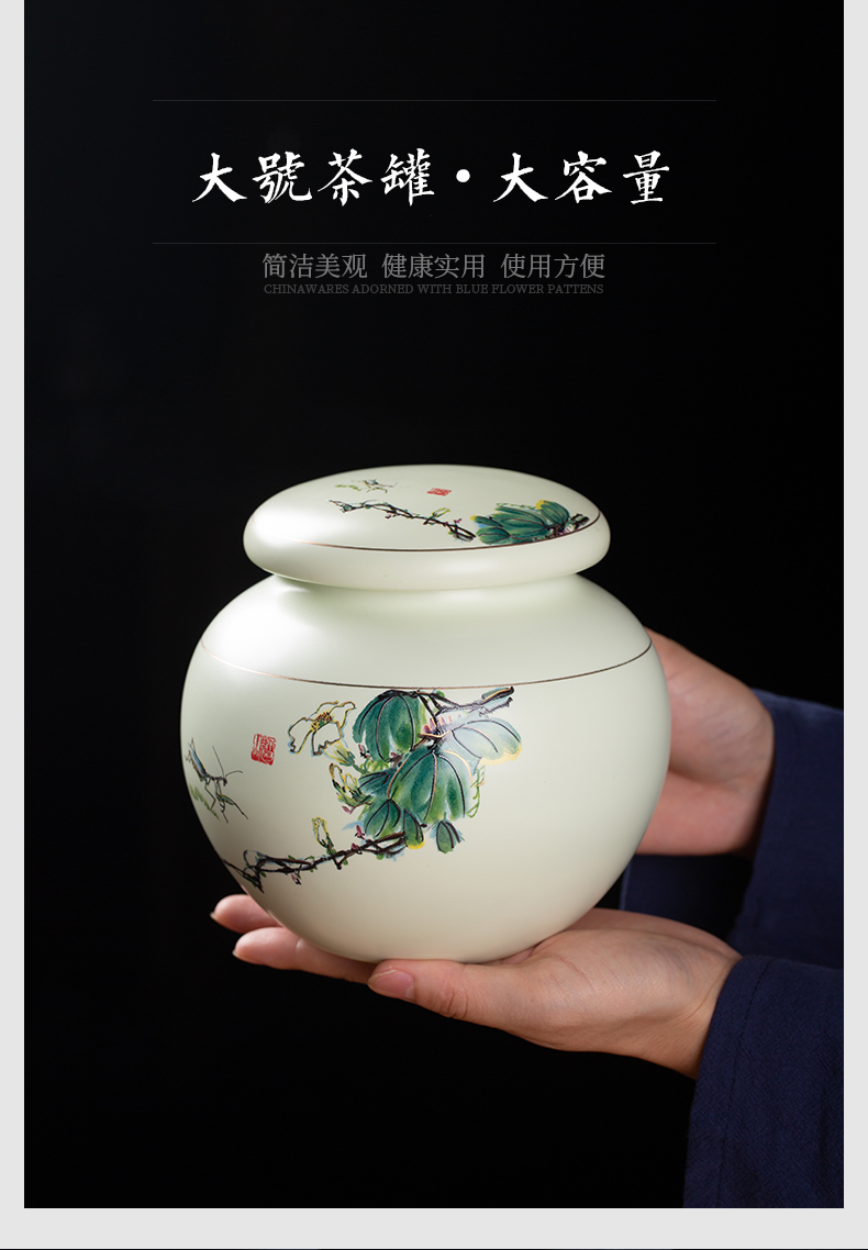 Blower, jingdezhen ceramic tea caddy fixings box of goods can of pu 'er tea pot receives large kung fu tea set