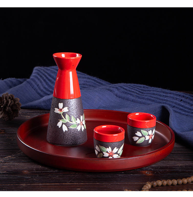 Japanese - style wine suit jingdezhen wine wine drinking rice wine liquor suit the cherry blossom put gift boxes of gifts