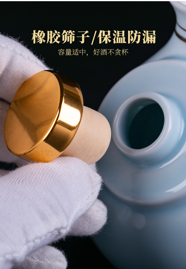 Luo wei wen hip household hot hip ceramics jingdezhen Chinese ji blue suit yellow wine glass wine cup