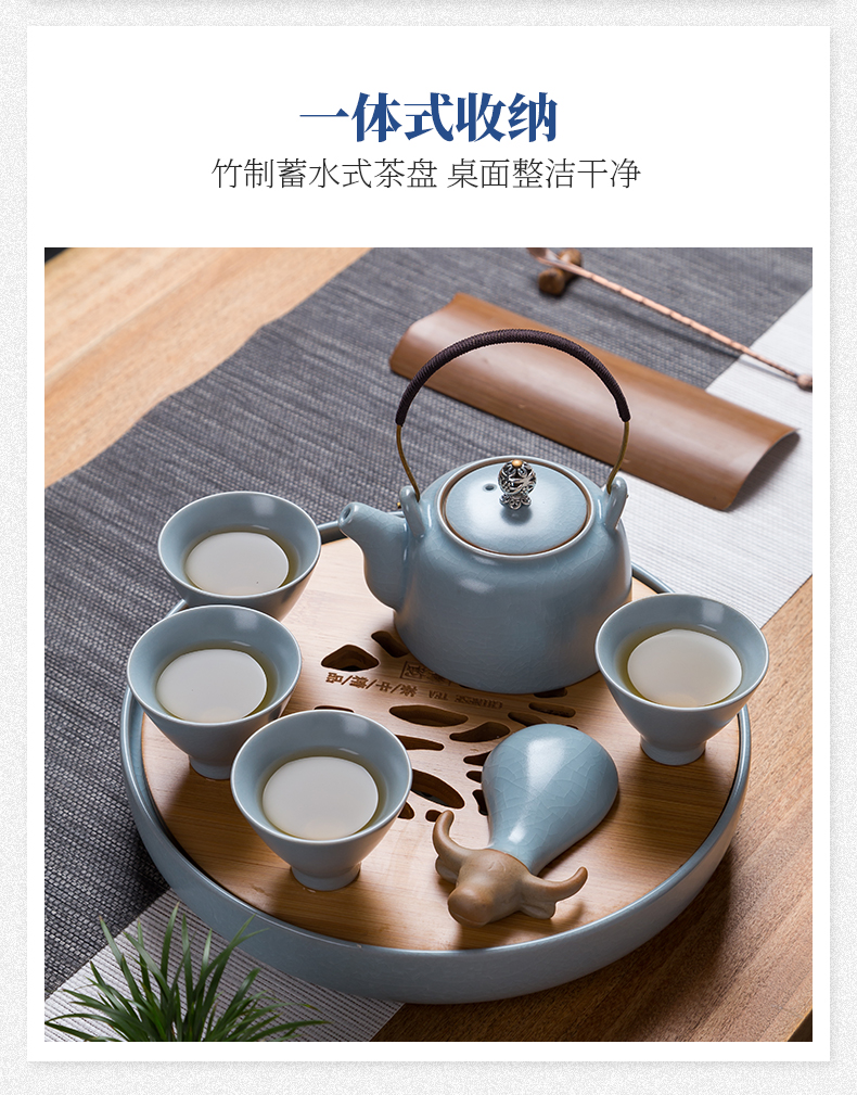 The porcelain tea set home portable travel kung fu tea set your up glaze girder pot teapot tea tray