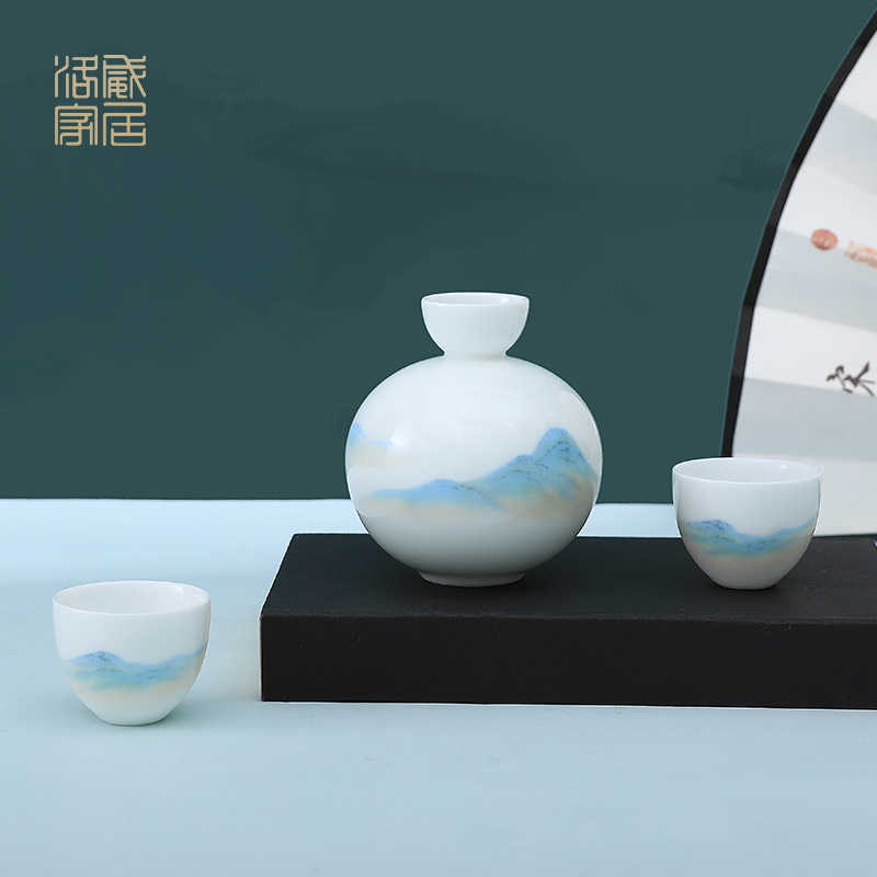 Luo wei wen hip household hot hip ceramic heat wine Chinese wind wine wine package rice wine liquor temperature