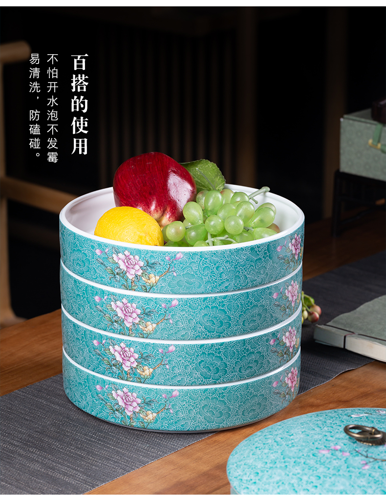 , pick flowers large jingdezhen ceramic seal pot pu 'er tea cake white tea boxes the layers of as cans