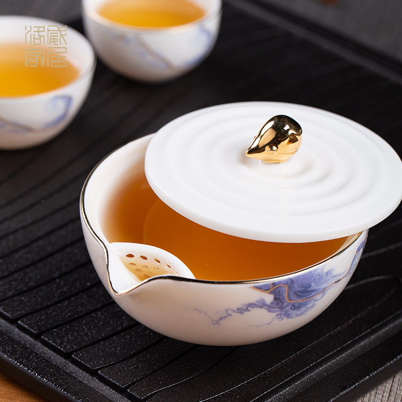 Crack was portable a pot of two cups of jingdezhen ceramic cup travel kung fu tea set household Chinese wind