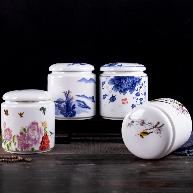 Caddy fixings ceramic seal pot jingdezhen domestic large heavy large pu 'er tea box POTS and POTS