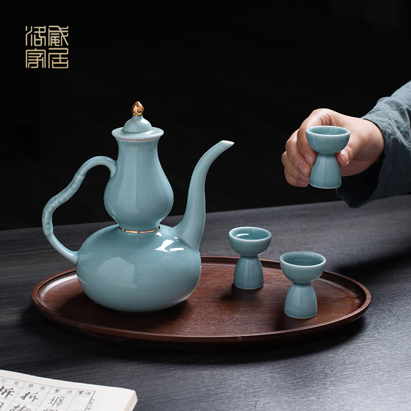 Wine, liquor suit of jingdezhen ceramic high - grade glass small household China creative wind a small handleless Wine cup of Wine
