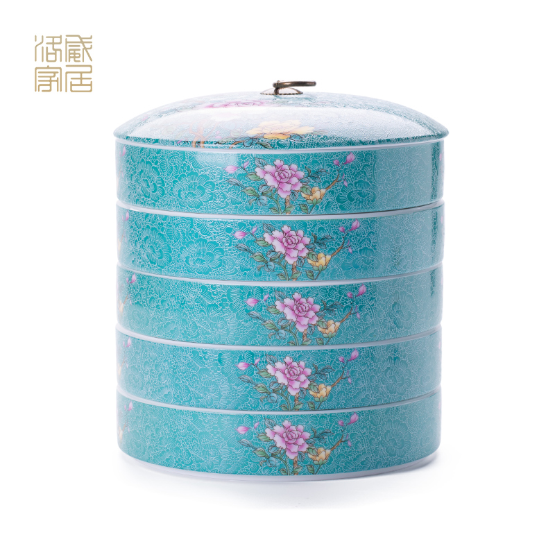 , pick flowers large jingdezhen ceramic seal pot pu 'er tea cake white tea boxes the layers of as cans