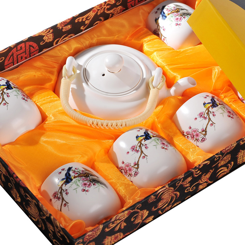 Tea set household contracted and I Chinese kung fu Tea kettle with solid wood Tea tray of a complete set of jingdezhen ceramics