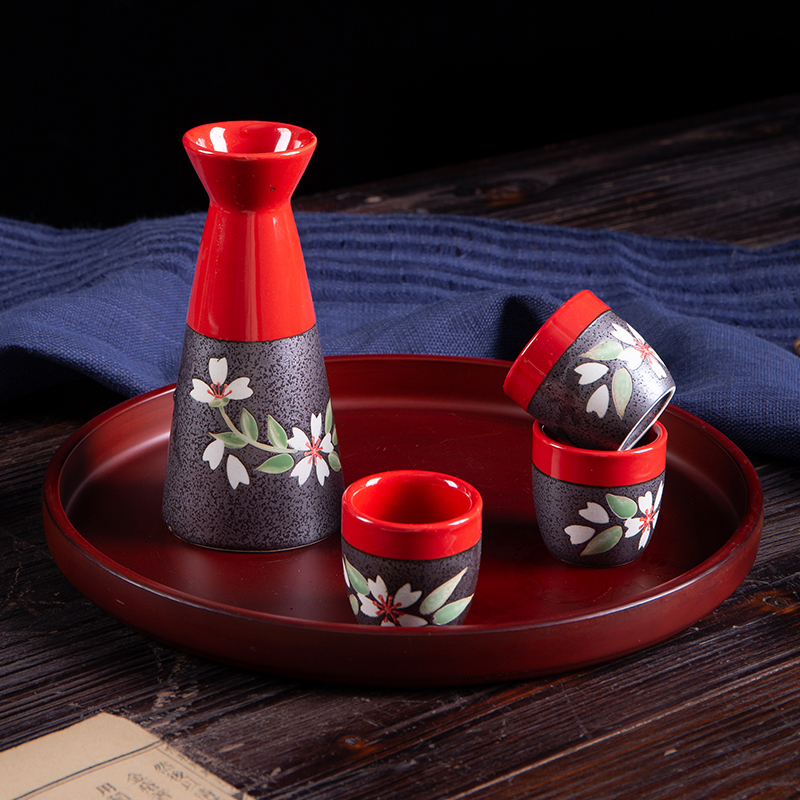 Japanese - style wine suit jingdezhen wine wine drinking rice wine liquor suit the cherry blossom put gift boxes of gifts