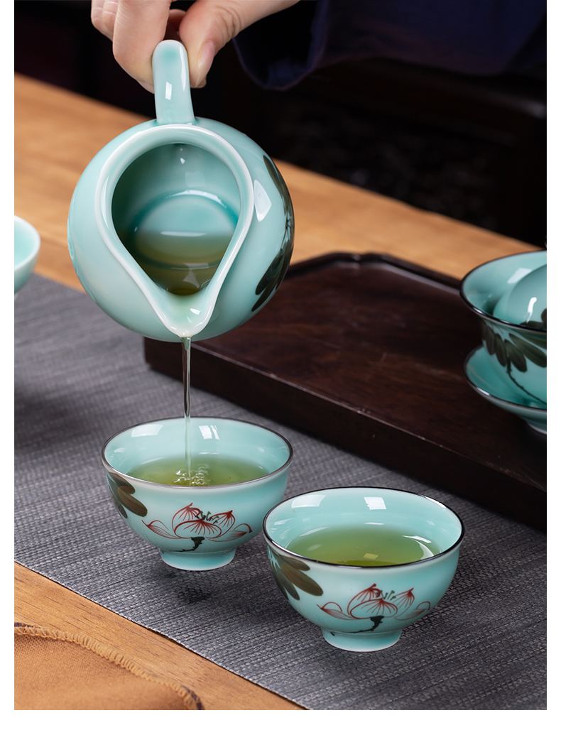 Clearance!!!!!! Kung fu tea set a complete set of jingdezhen ceramic household contracted hand - made teapot teacup high - grade gifts