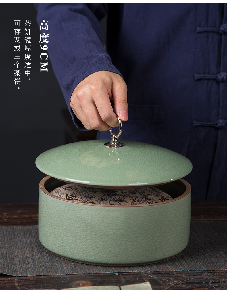 Large caddy fixings jingdezhen ceramic seal pot Large capacity storage jar your up boutique high - end tea cake tin