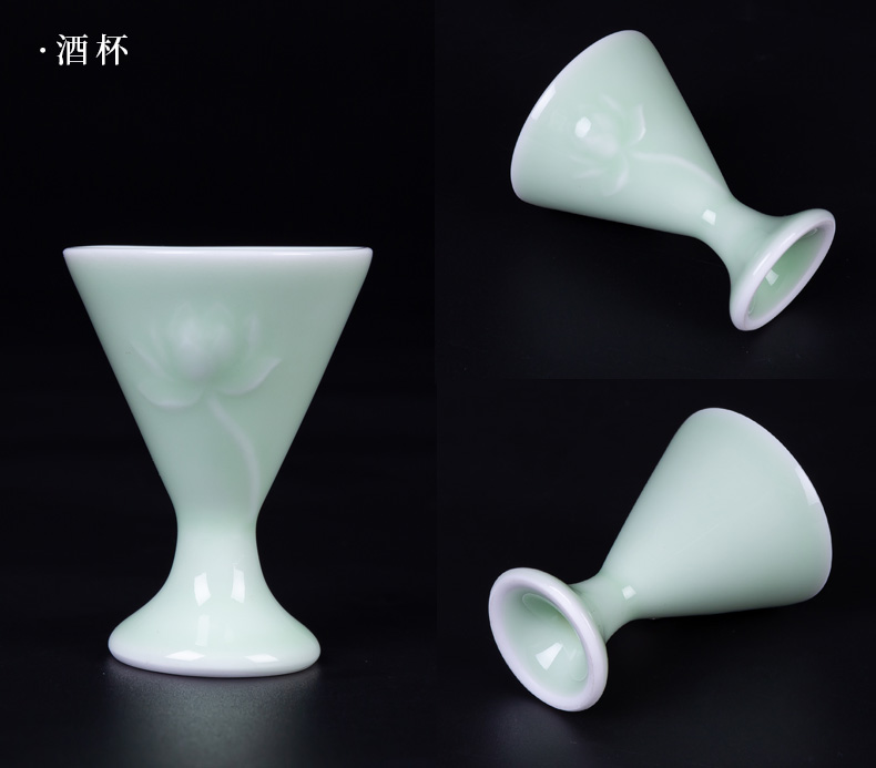 Jingdezhen ceramic temperature wine pot of wine suit green glaze hot hot wine warm hip home wine and rice wine liquor cup