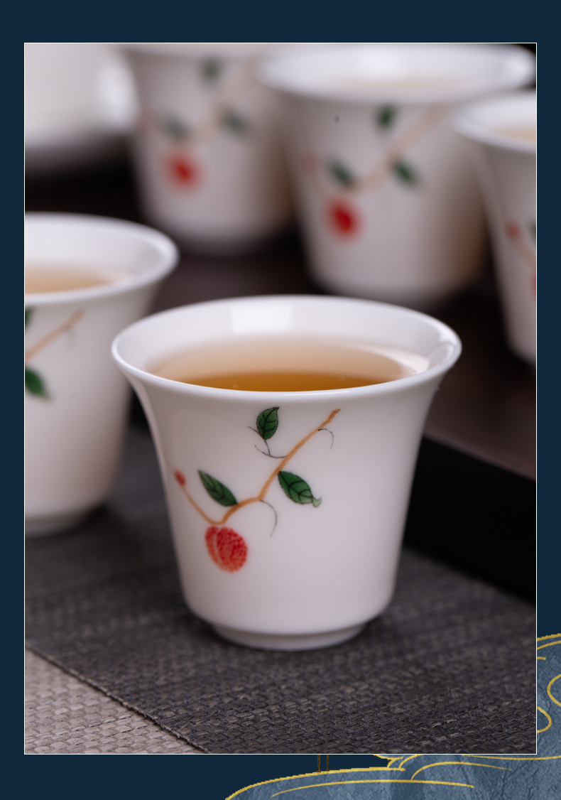 Litchi, tea set suit household jingdezhen ceramic tea tureen small Chinese kungfu tea of a complete set of gift boxes