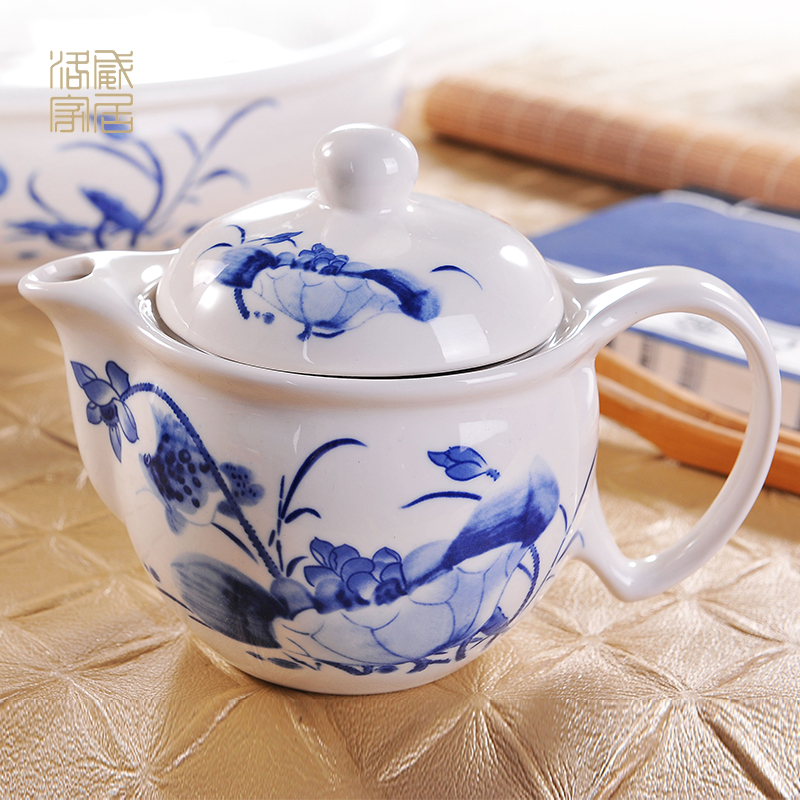 Ceramic teapot household kung fu tea set teapot set tea maker with filter tea set small blue and white porcelain kettle