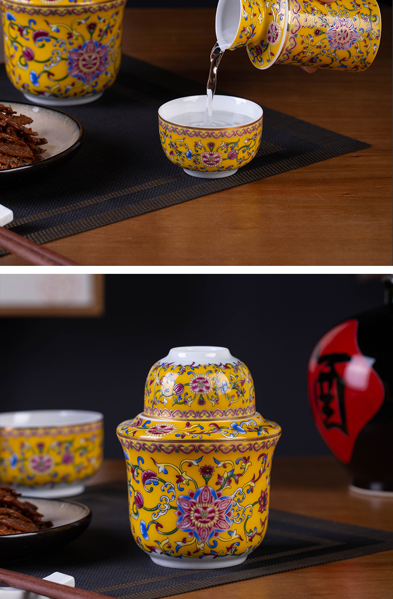 Luo wei wen hip household hot Chinese wine wine jingdezhen ceramics suit hot wine liquor cup of rice wine liquor