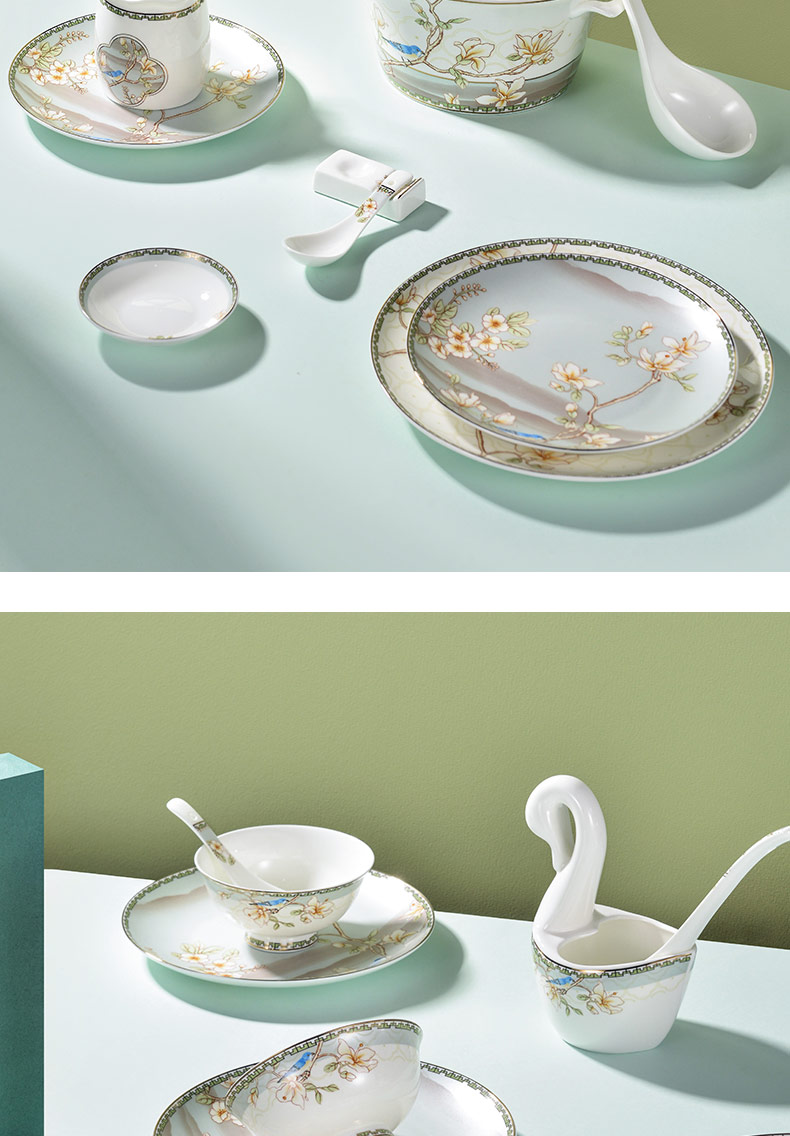 The dishes suit household contracted jingdezhen ceramic light eat rice bowl dish high - grade key-2 luxury ipads porcelain tableware gifts