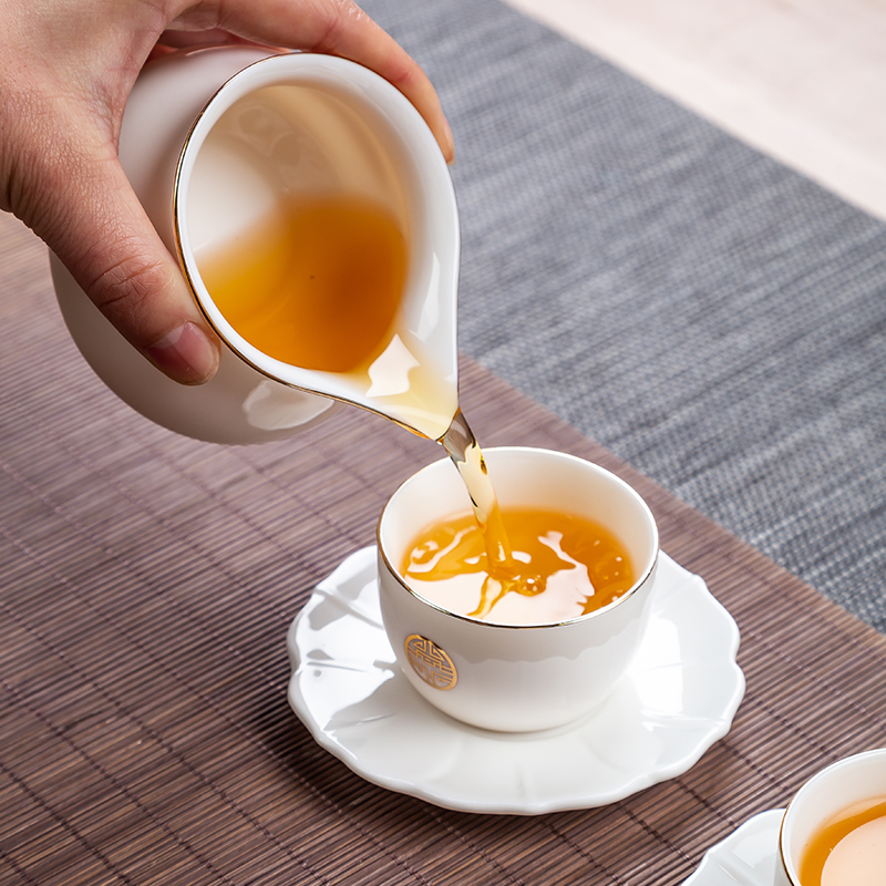 Jingdezhen touch the floor clearance 】 【 kung fu tea set suit household white jade ceramic tea pot lid bowl cups