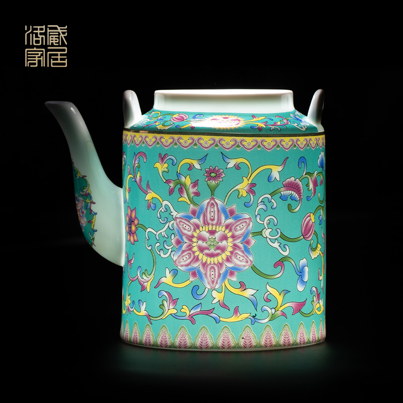 Cool colored enamel kettle sets jingdezhen ceramic household of Chinese style old archaize large - capacity cold pot teapot