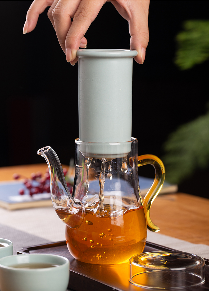 Blower, teapot glass filter small household high - temperature thickening the teapot tea tea separation ceramic tea