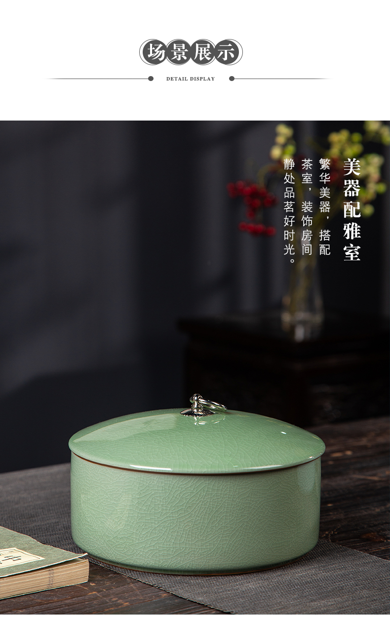 Large caddy fixings jingdezhen ceramic seal pot Large capacity storage jar your up boutique high - end tea cake tin