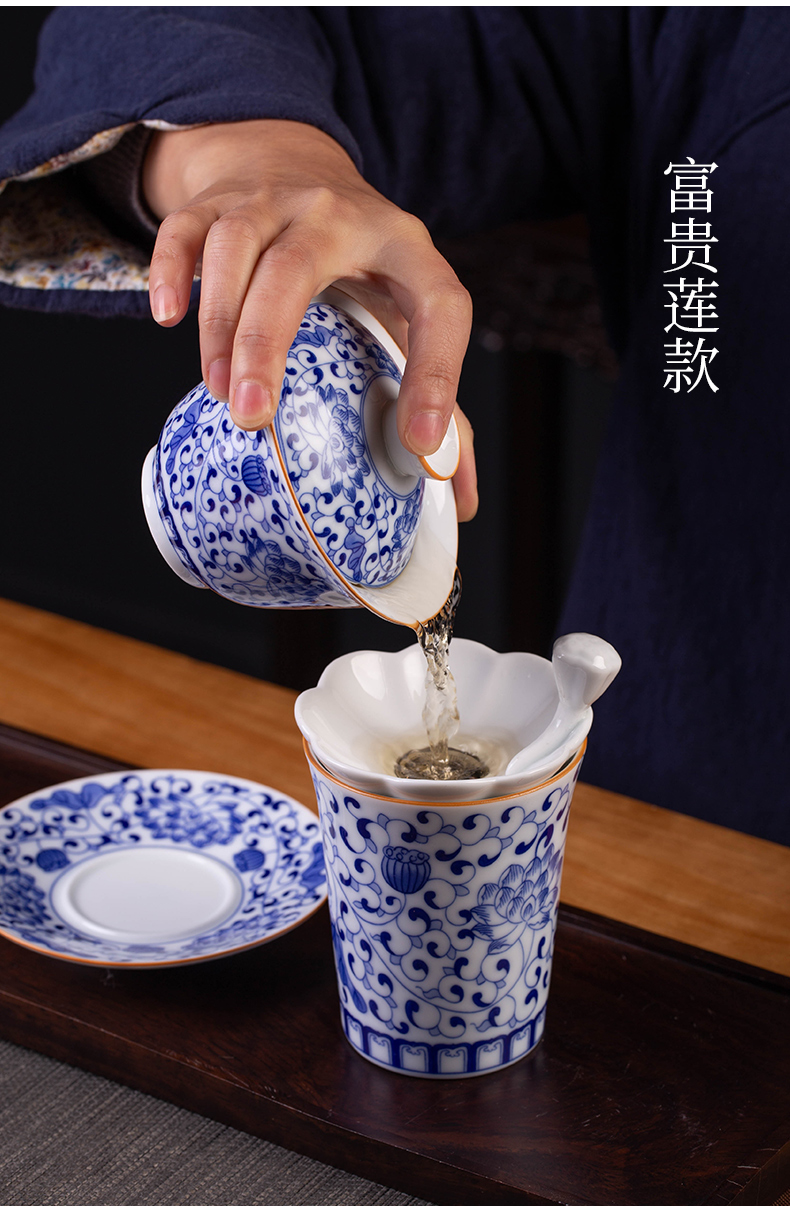 High - grade blue and white porcelain tea set suit household jingdezhen ceramic fair kung fu tea teapot cup of a complete set of tea cups