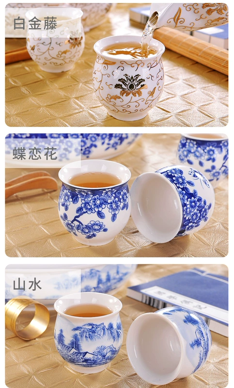 Độc thân teacup Jingdezhen gốm kungfu bộ chén đặt hộ gia đình đơn giản trà đôi cách nhiệt tách bộ ấm chén pha trà đẹp