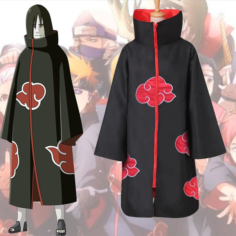 Naruto Hooded Cloak Akatsuki Cosplay Costume Robe Set Anime Embroidered Robe Naruto Accessories Set Naruto Hooded Cloak Akatsuki Cosplay Costume Robe Set Anime Embroidered Robe Naruto Accessories Set