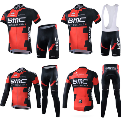 BMC black and red riding suit long and short sleeve baby bag men's team trousers sweating, breathable and quick-drying summer bicycle outdoor
