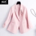 Bộ đồ nữ nhỏ màu nữ 2019 xuân mới OL khí chất đi lại màu rắn ngắn blazer - Business Suit